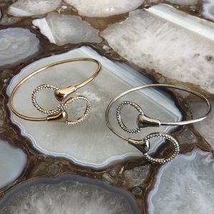 Cubic Zirconia Horse-Bit Dainty Slim Bracelet-S or G-Boutique